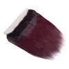13x4 1B/99J European and American wig wine red lace frontal closure lace hair block details Picture